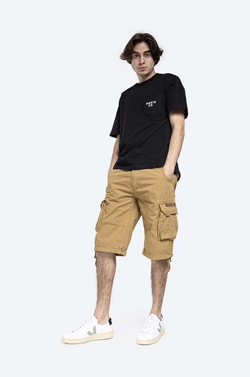 Бавовняні шорти Alpha Industries Jet Short колір коричневий 191200.13-brown