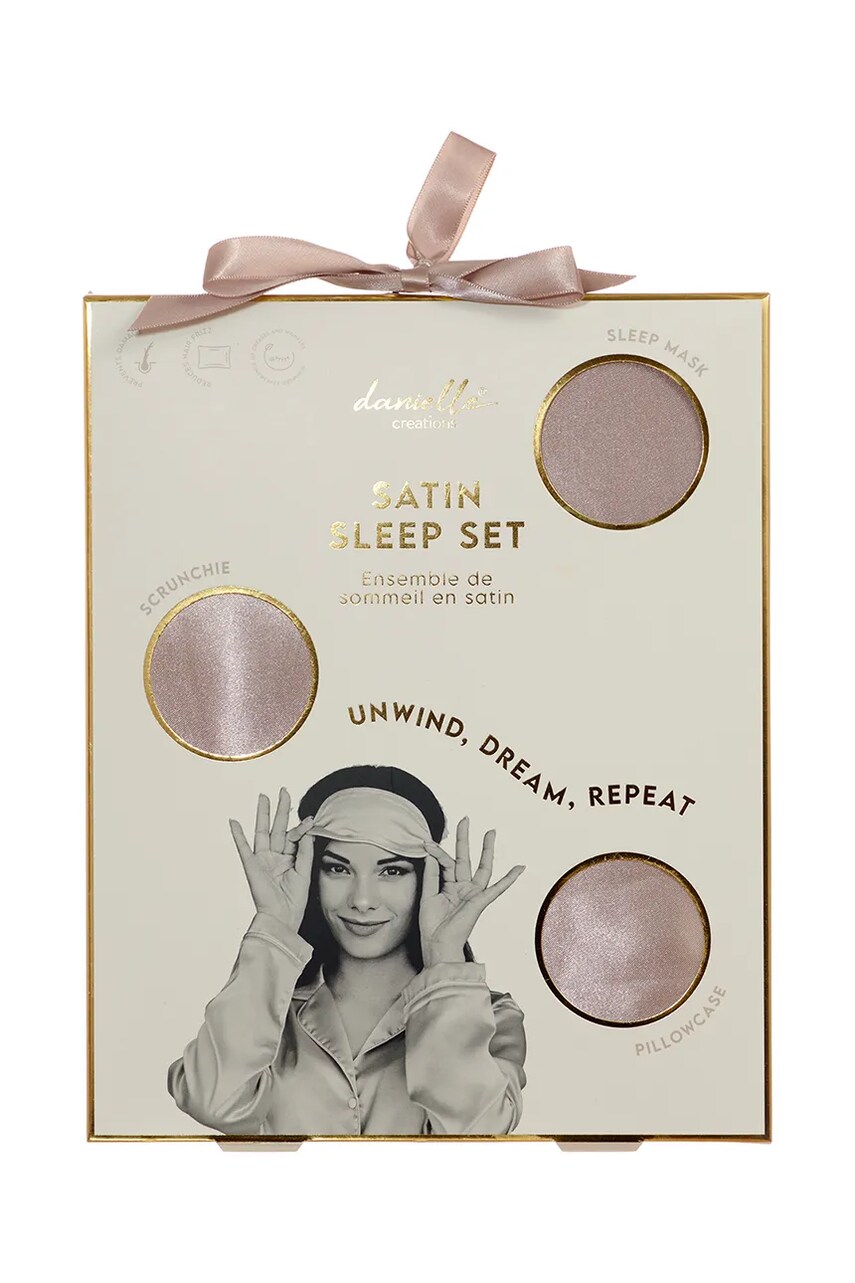Набір - подушка, пов'язка на голову та резинка для волосся Danielle Beauty Satin Sleep Set
