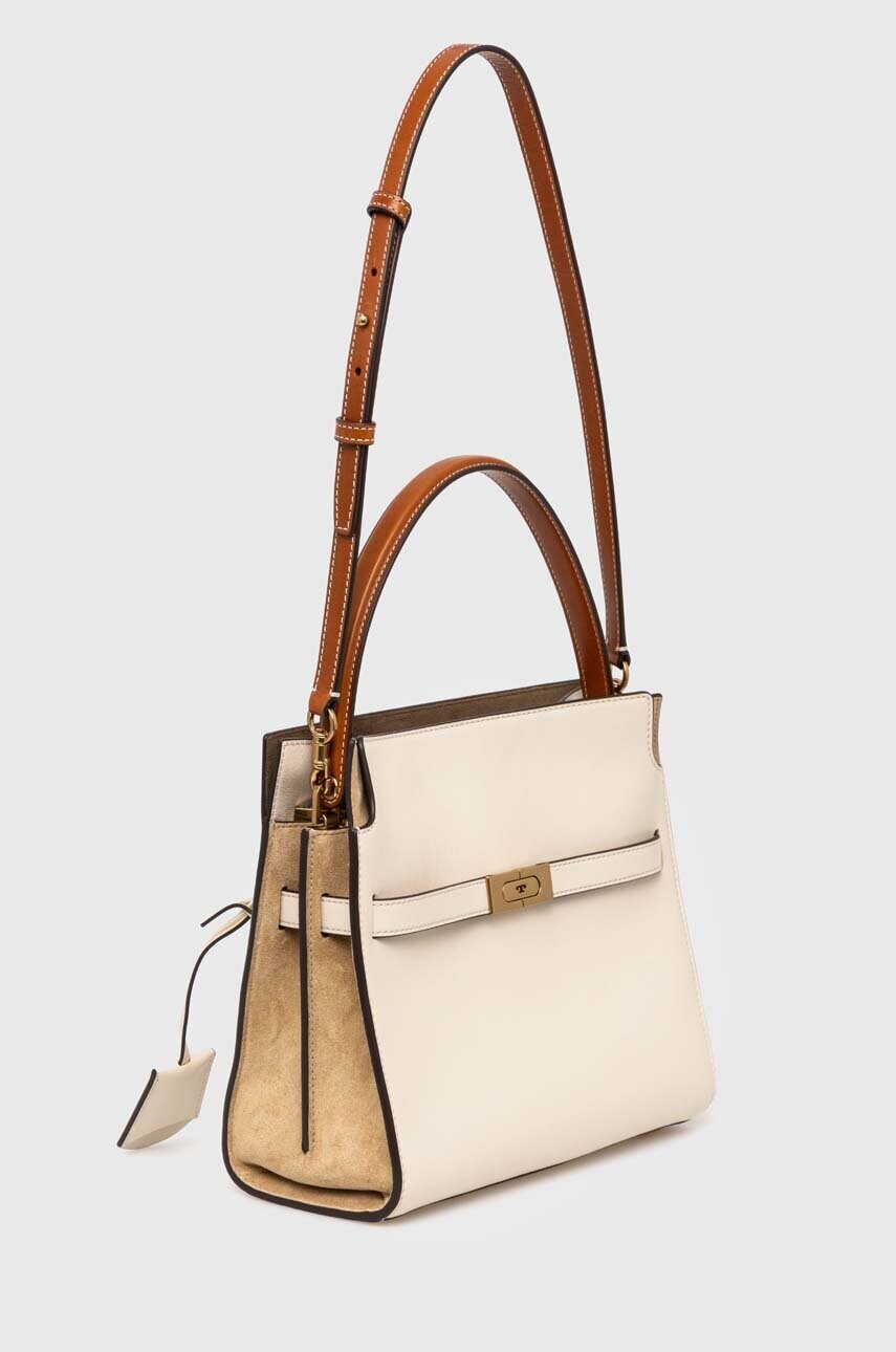 Шкіряна сумочка Tory Burch CN Lee Radziwill Small Double колір бежевий  158641.122