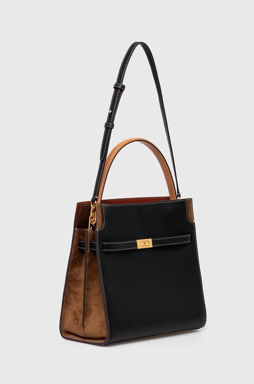 Шкіряна сумочка Tory Burch CN Lee Radziwill Double Bag колір чорний  59533.001