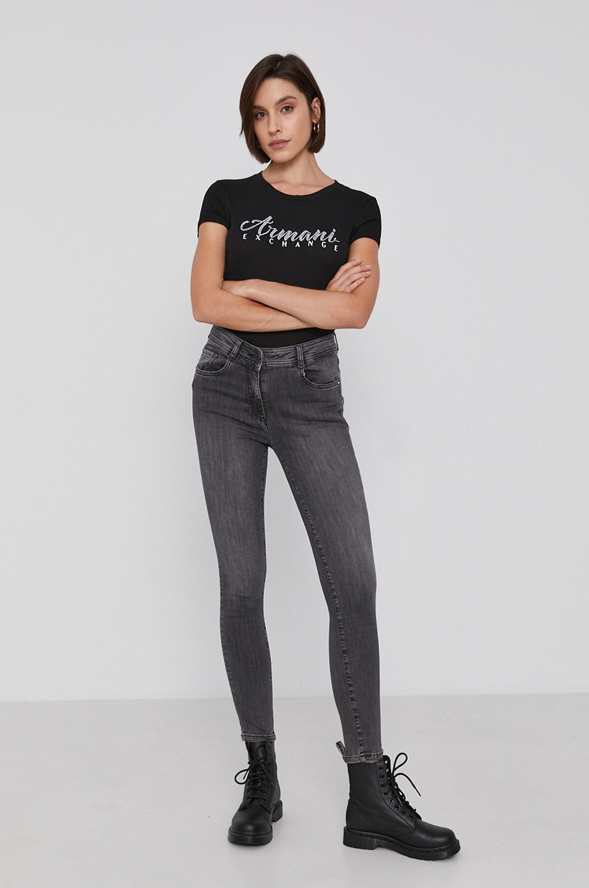Бавовняна футболка Armani Exchange колір чорний