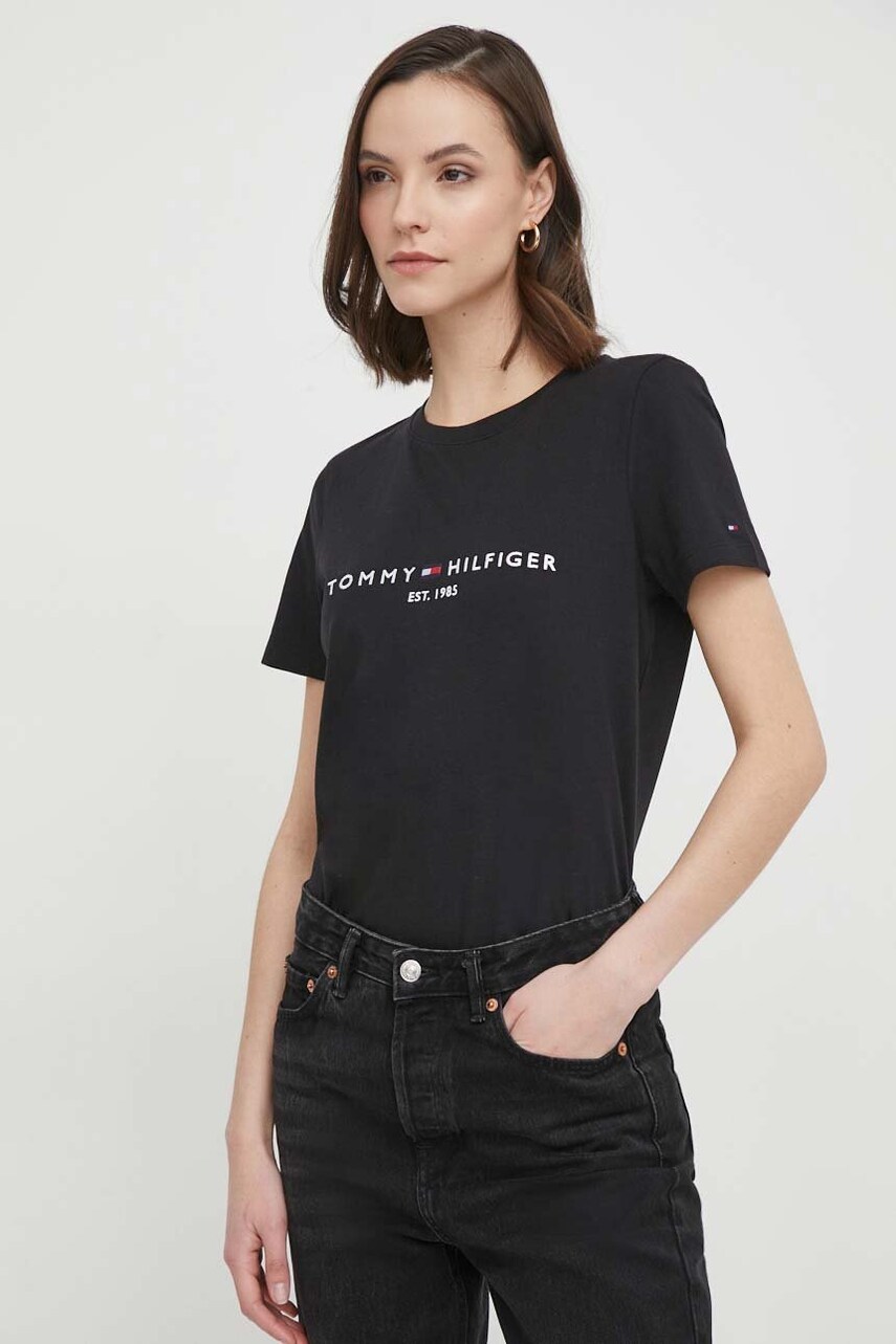 Бавовняна футболка Tommy Hilfiger колір чорний