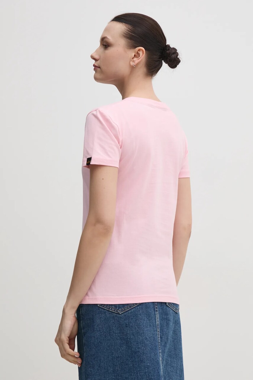 Бавовняна футболка Alpha Industries New Basic T Wmn колір рожевий 196051.491-pink