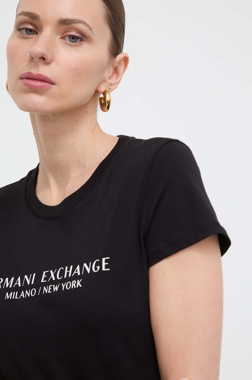 Бавовняна футболка Armani Exchange жіночий колір чорний
