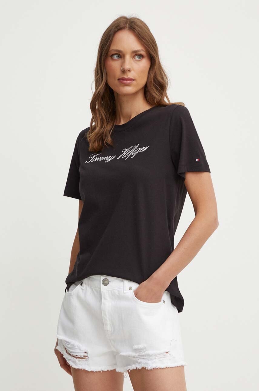 Бавовняна футболка Tommy Hilfiger жіноча колір чорний WW0WW43459