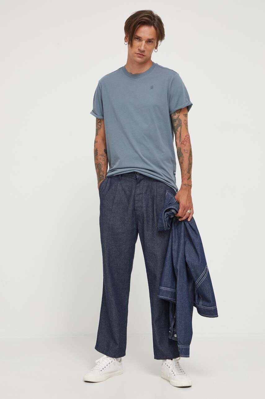 Бавовняна футболка G-Star Raw колір сірий однотонний