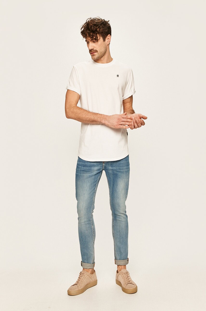 Бавовняна футболка G-Star Raw колір білий однотонний