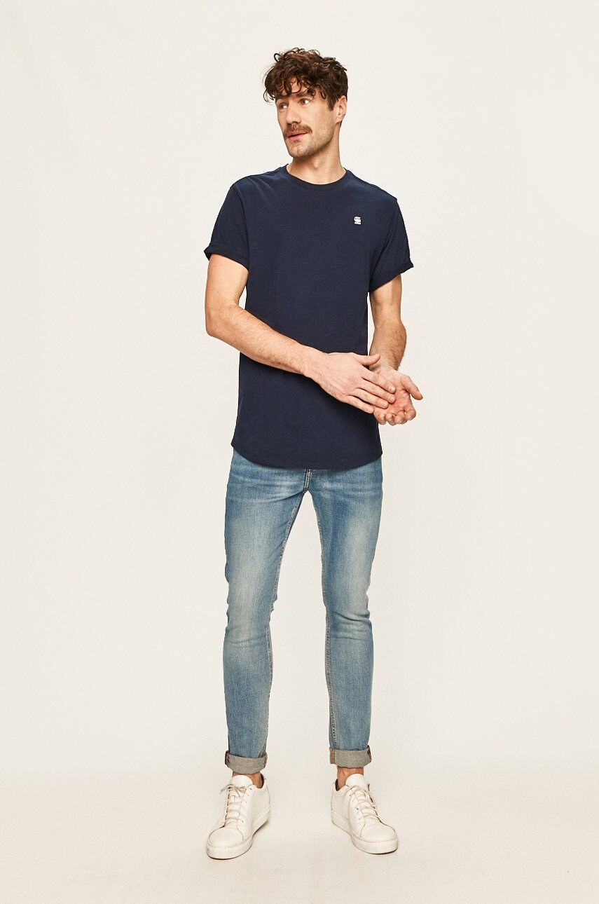 Бавовняна футболка G-Star Raw колір синій однотонний