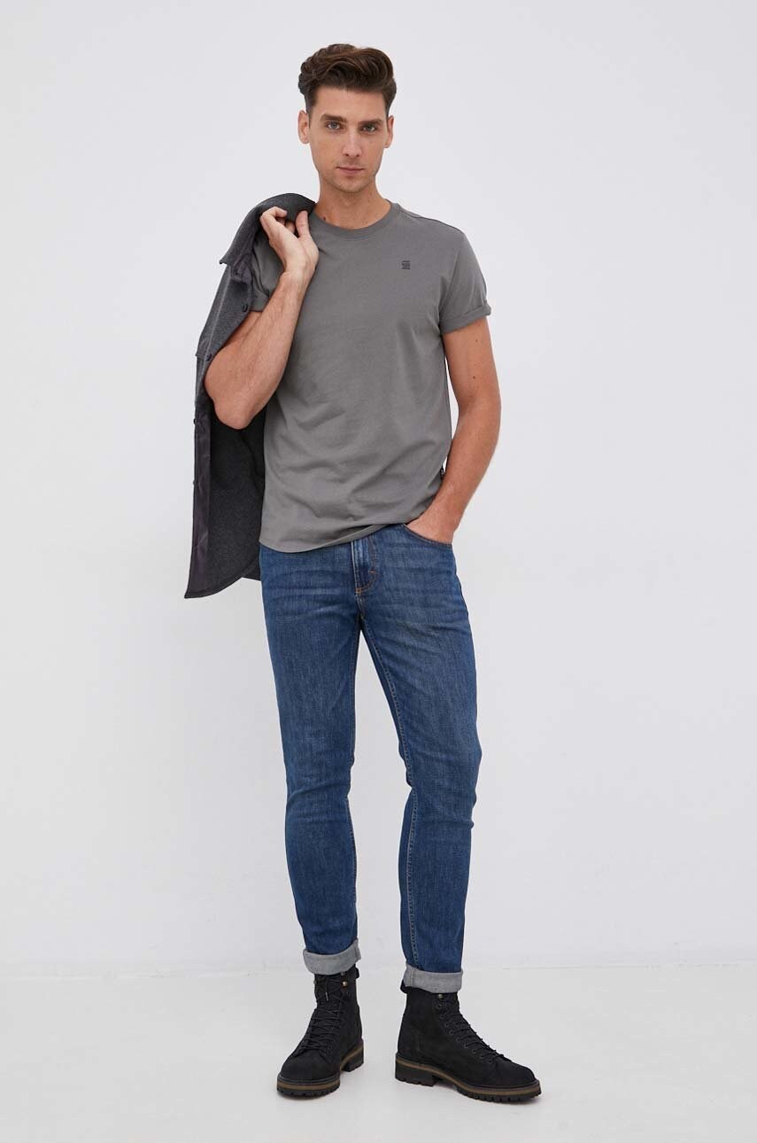 Бавовняна футболка G-Star Raw колір зелений однотонний