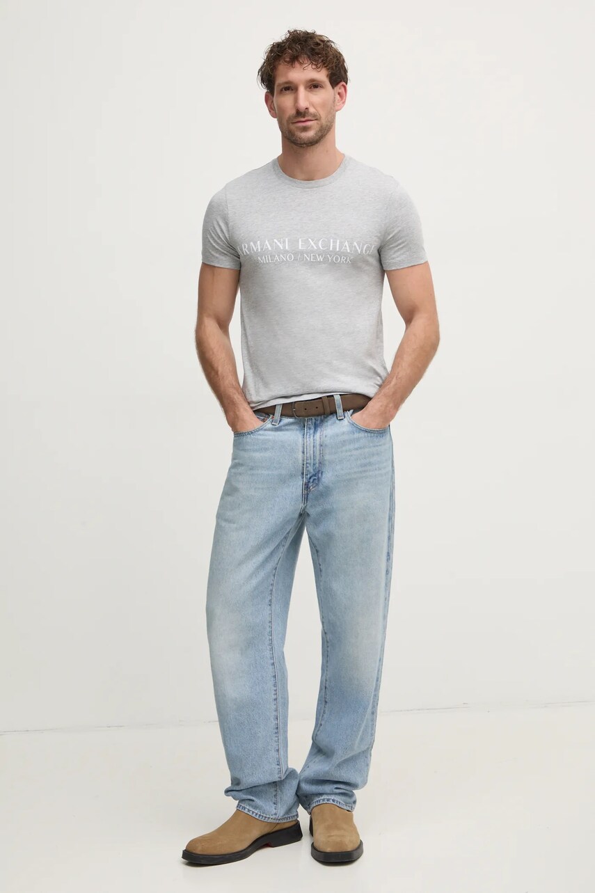 Футболка Armani Exchange чоловічий колір сірий з принтом