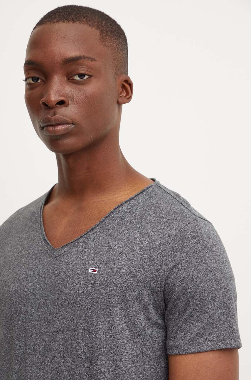 Футболка Tommy Jeans чоловічий колір сірий меланж