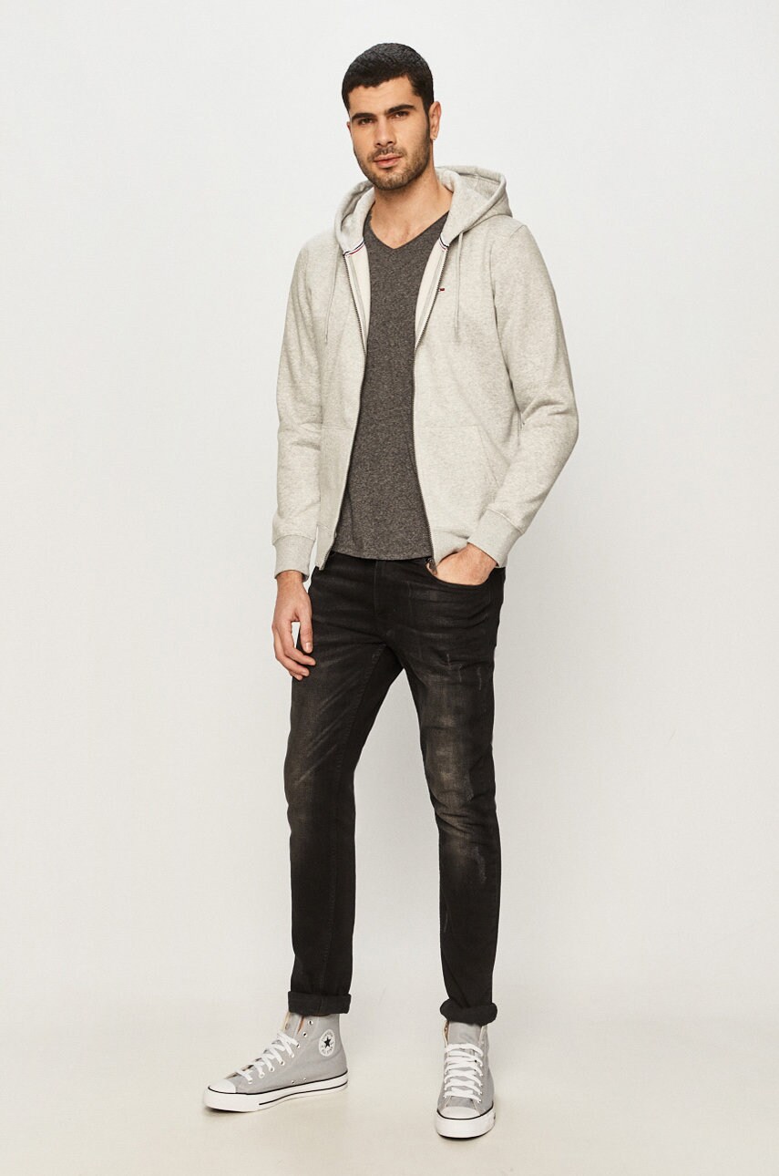 Футболка Tommy Jeans чоловічий колір сірий меланж