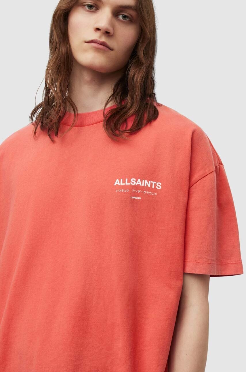 Бавовняна футболка AllSaints колір червоний з принтом