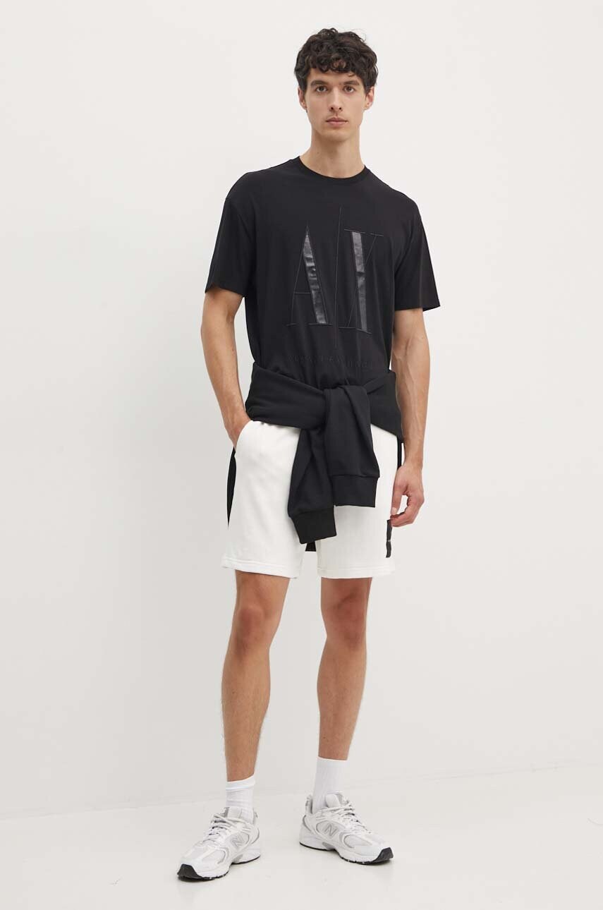 Бавовняна футболка Armani Exchange чоловіча колір чорний з аплікацією 8NZTPQ ZJH4Z