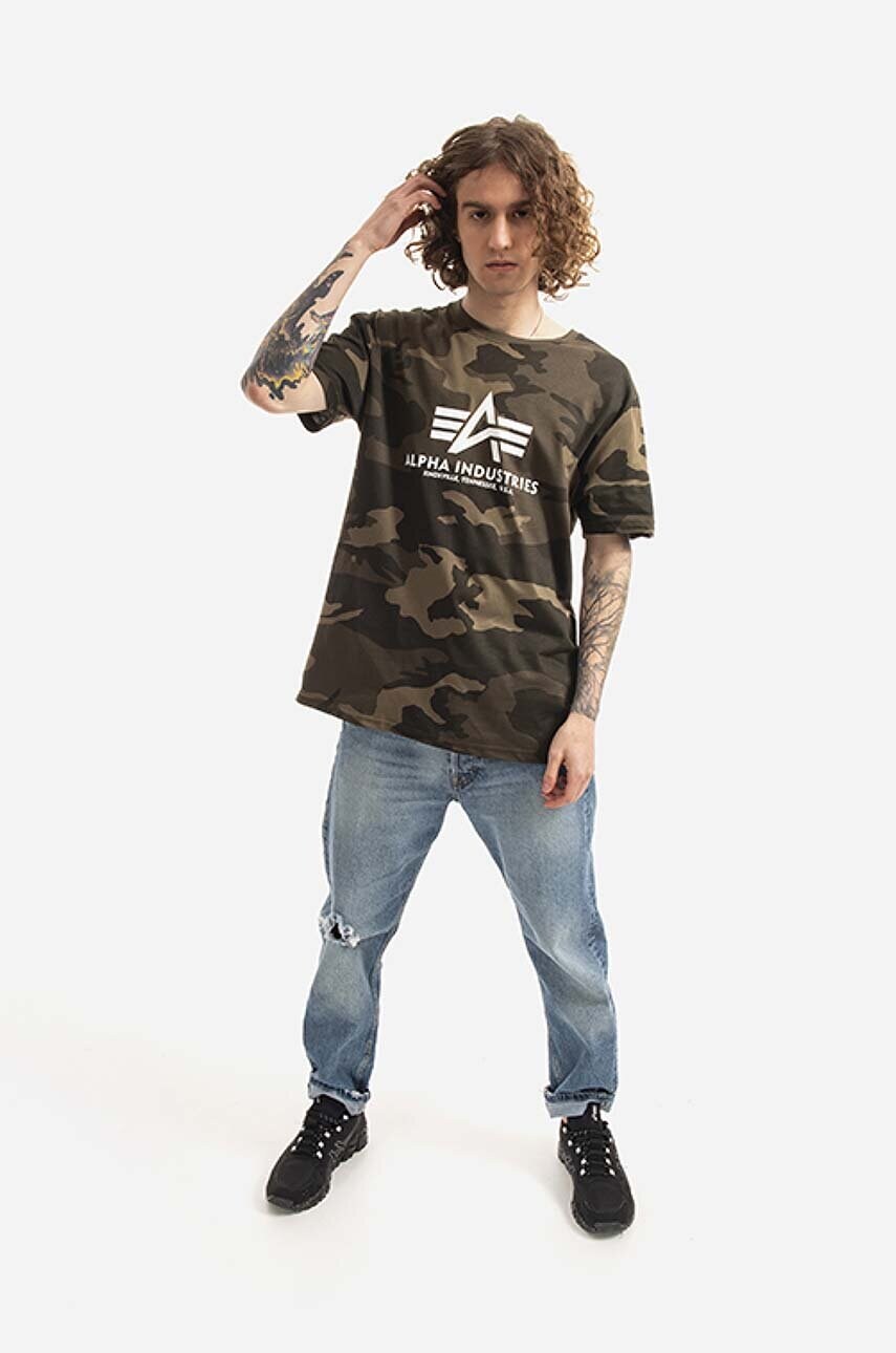 Футболка Alpha Industries Basic чоловіча колір зелений візерунок 100501C.239-green