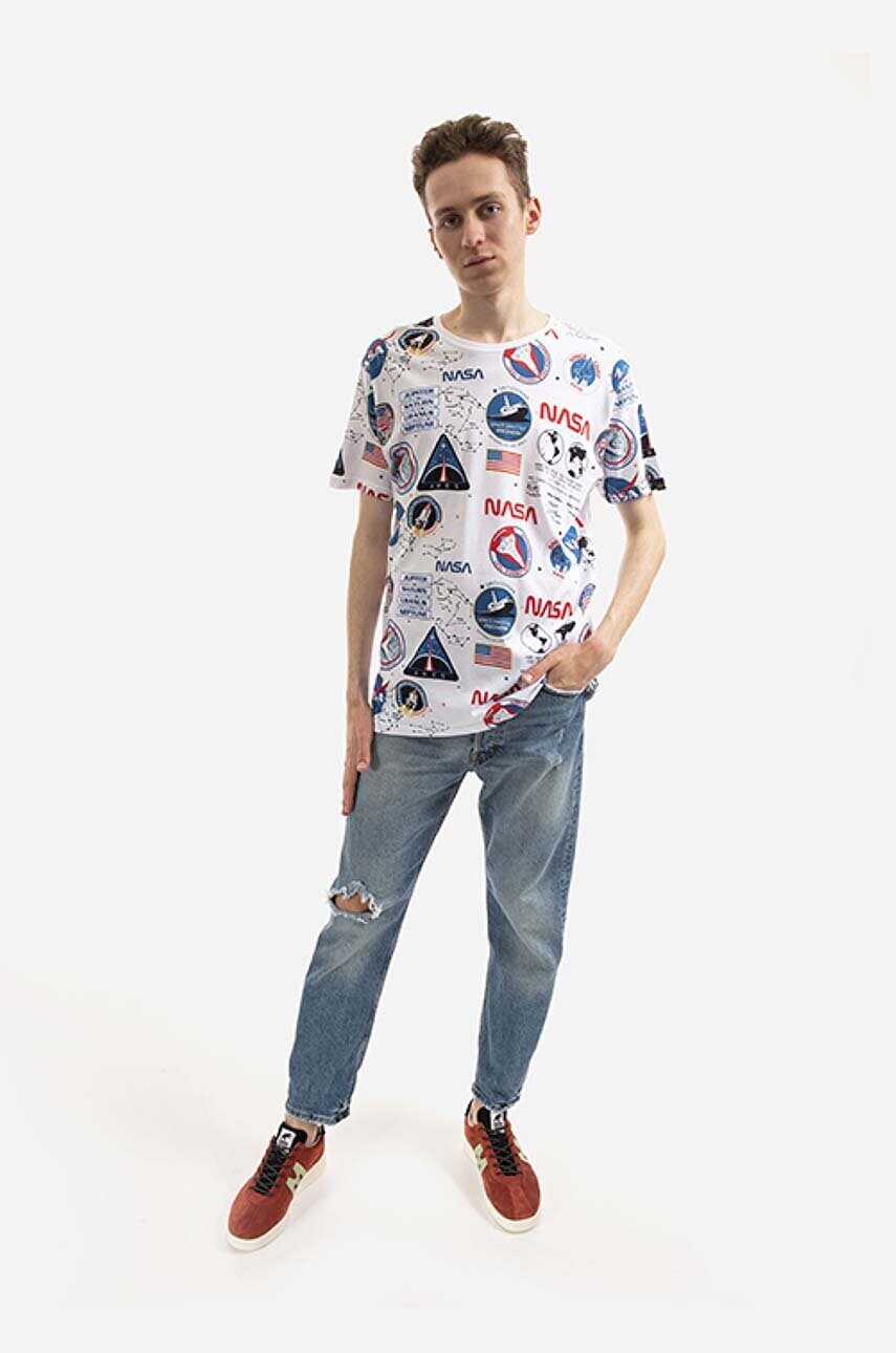 Бавовняна футболка Alpha Industries x NASA колір білий візерунок 116503.09-white
