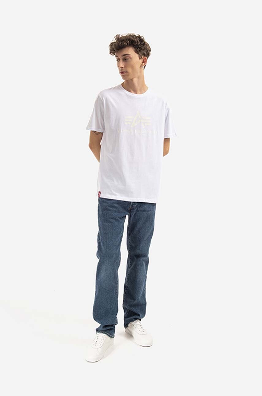 Бавовняна футболка Alpha Industries Basic T Kryptonite колір білий з принтом 116521.09-white