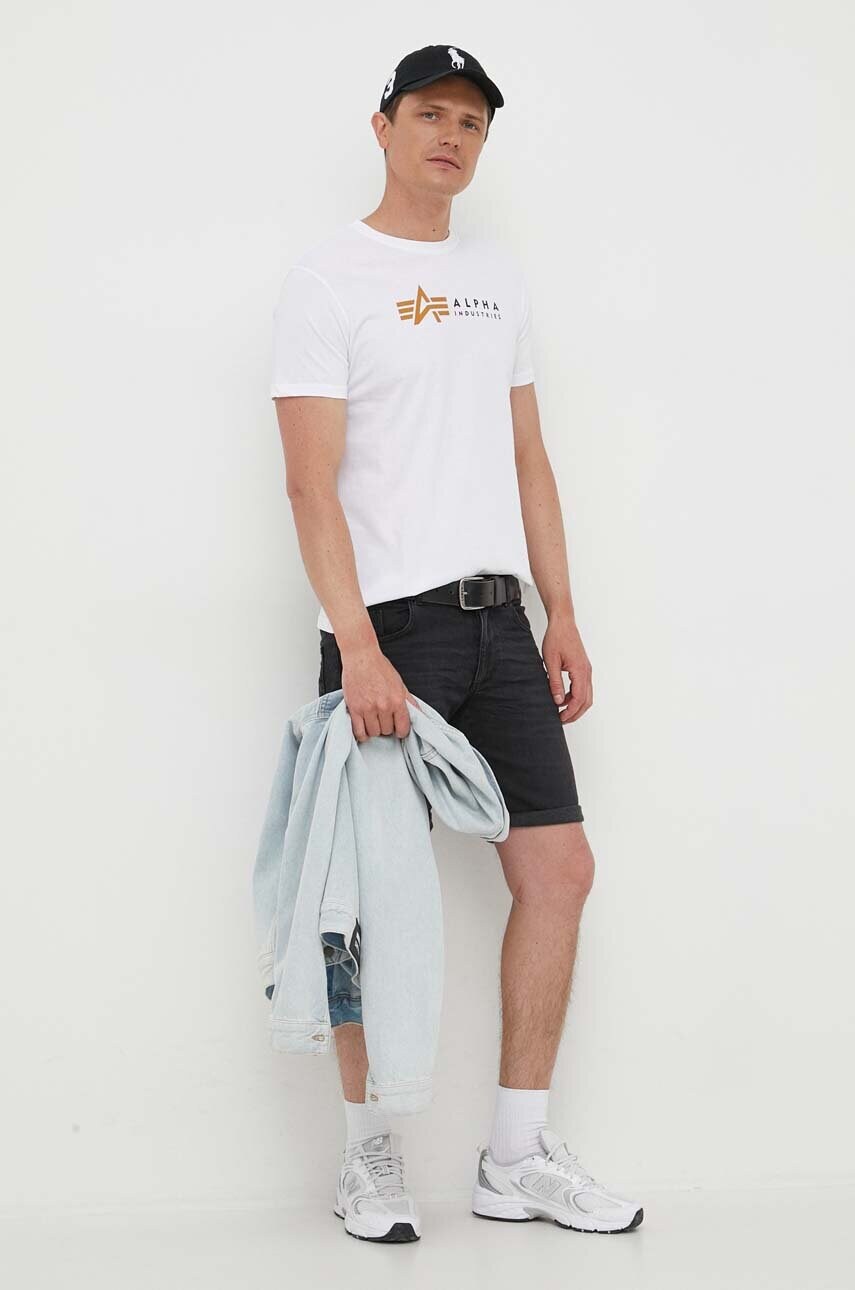 Бавовняна футболка Alpha Industries колір білий з принтом 118502.09-white