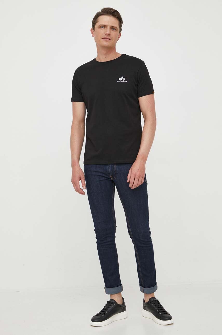 Бавовняна футболка Alpha Industries колір чорний з принтом 128507.03-black
