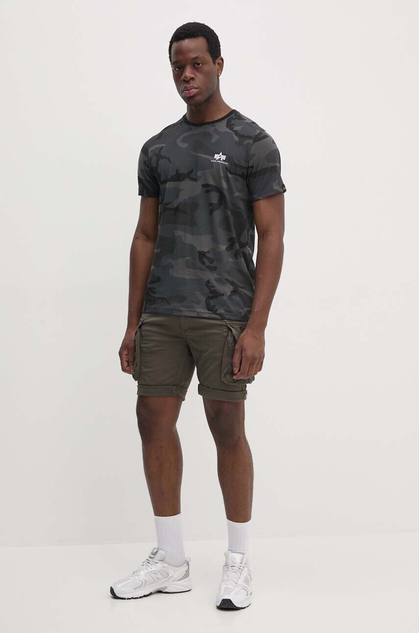 Бавовняна футболка Alpha Industries колір сірий візерунок 128507C.125-grey