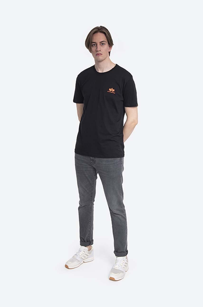 Бавовняна футболка Alpha Industries колір чорний з принтом 128507RP.614-black
