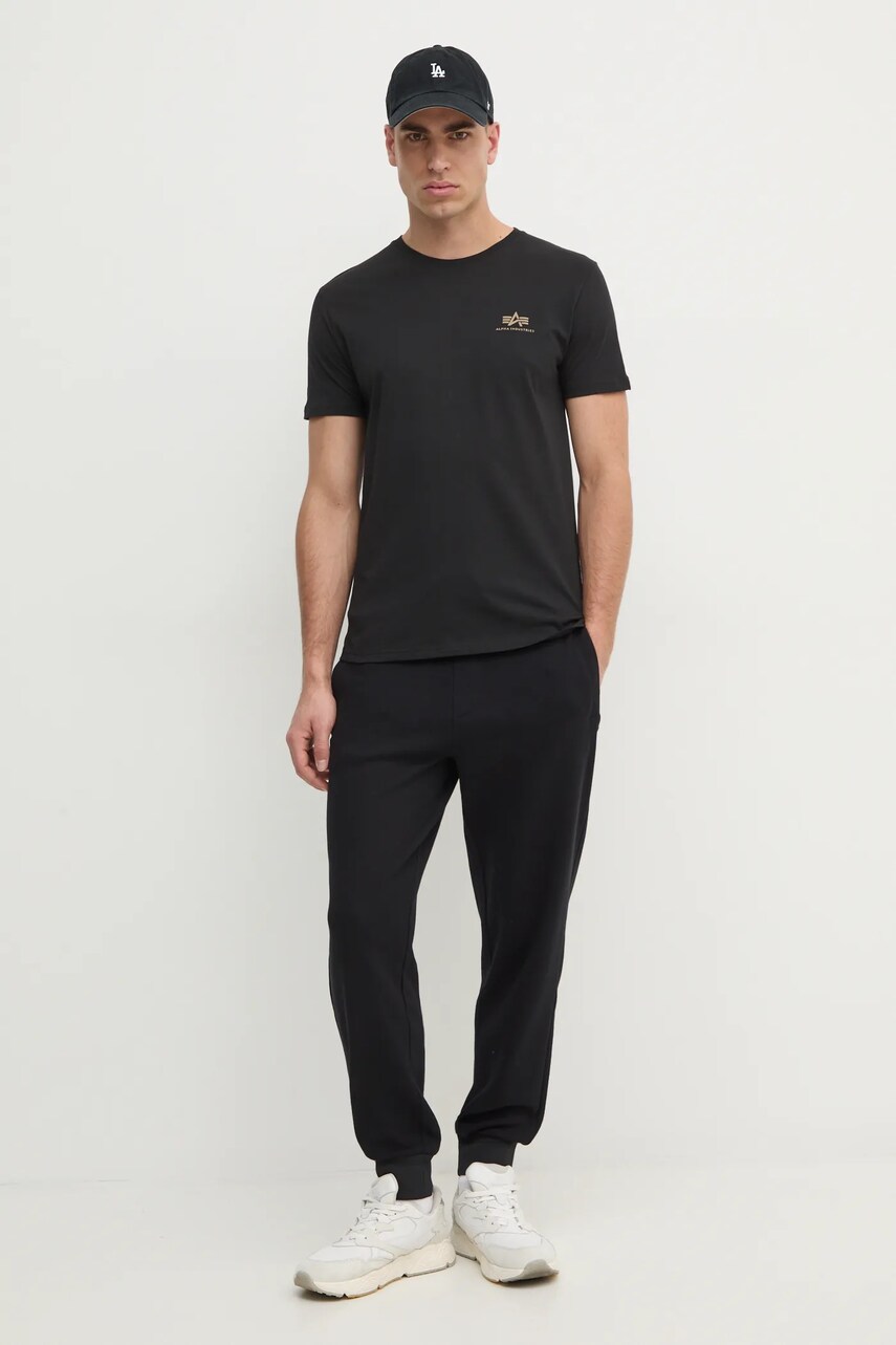 Бавовняна футболка Alpha Industries колір чорний з принтом 128507CP.380-black
