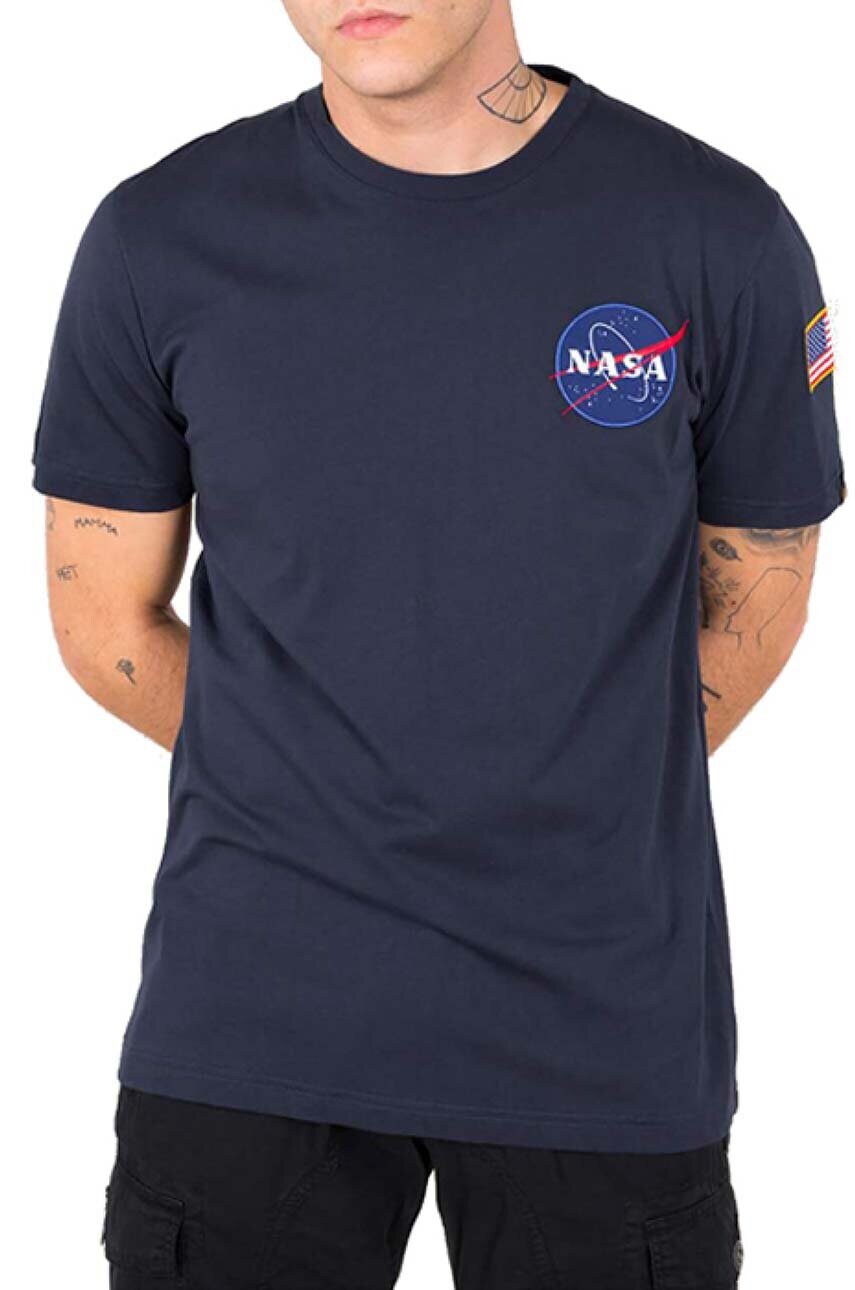 Бавовняна футболка Alpha Industries Koszulka Alpha Industries 176507 07 колір синій з принтом 176507.07-navy