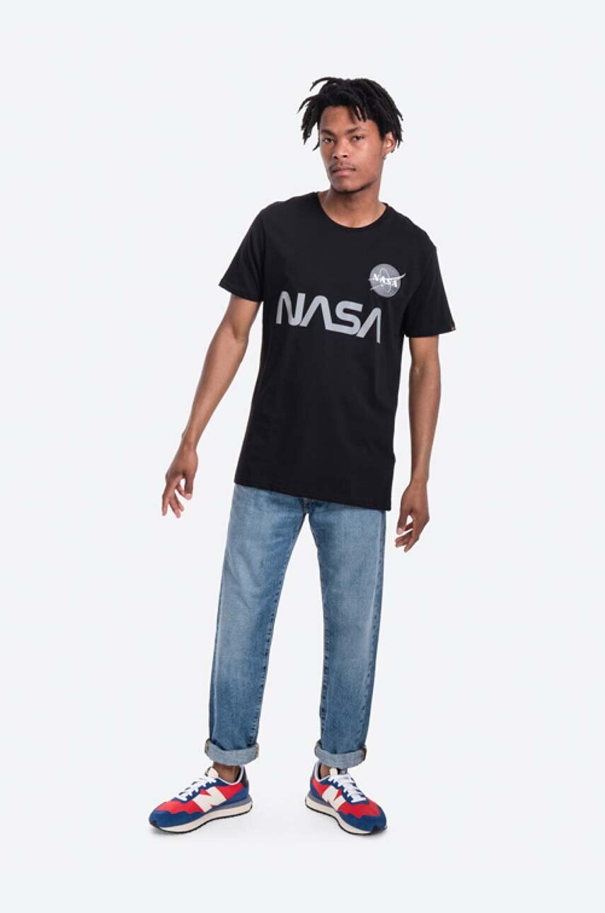 Бавовняна футболка Alpha Industries x NASA колір чорний з принтом 178501.03-black