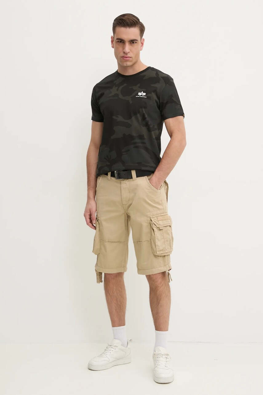 Бавовняна футболка Alpha Industries Basic колір чорний візерунок 188505C.125-black