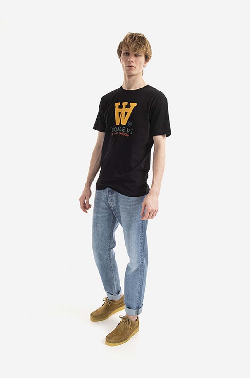 Бавовняна футболка Wood Wood Ace Typo T-shirt колір чорний з принтом 10285700.2222-WHITE