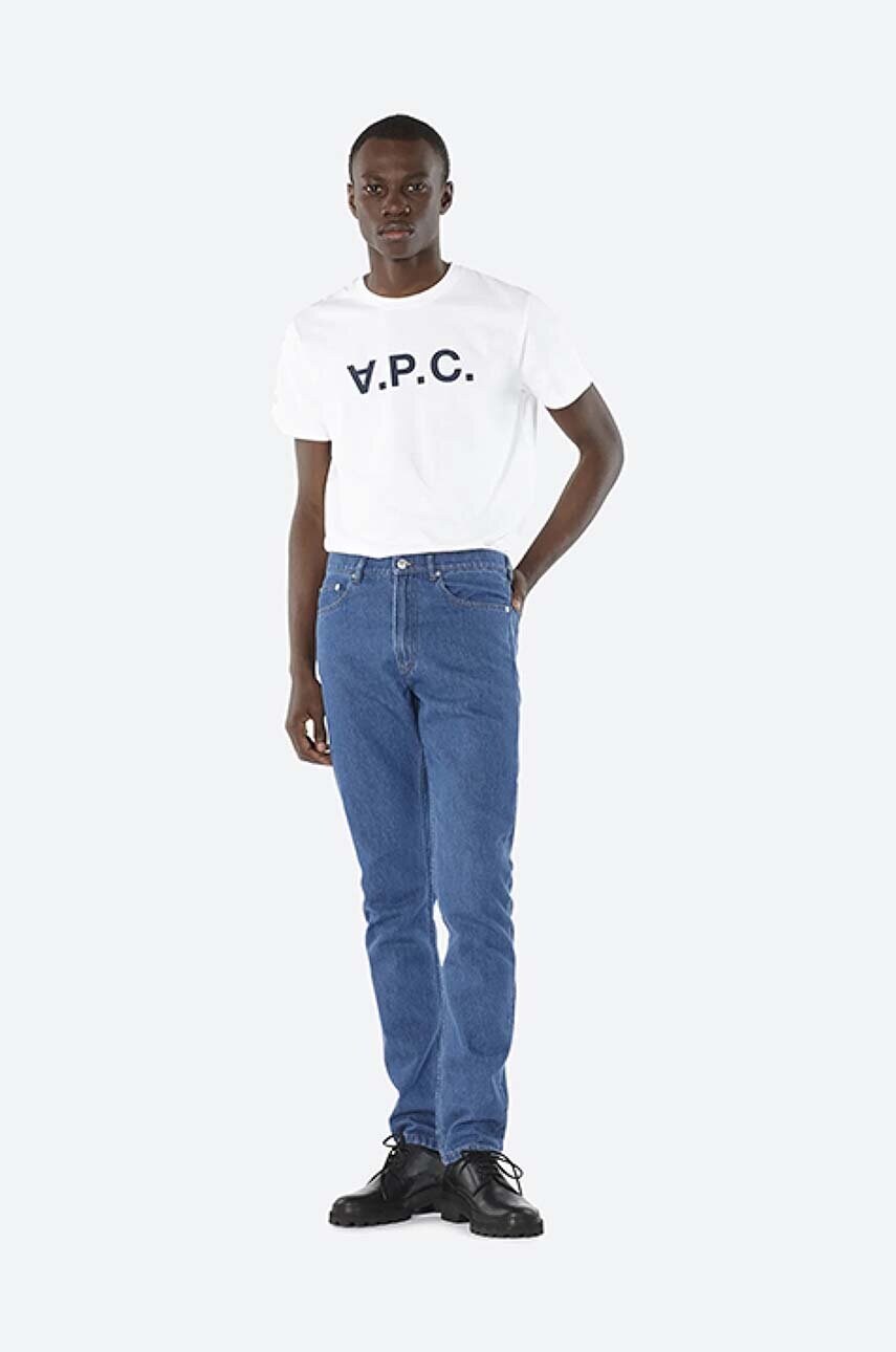 Бавовняна футболка A.P.C. Vpc Blanc колір білий з принтом COBQX.H26586-DARKNAVY