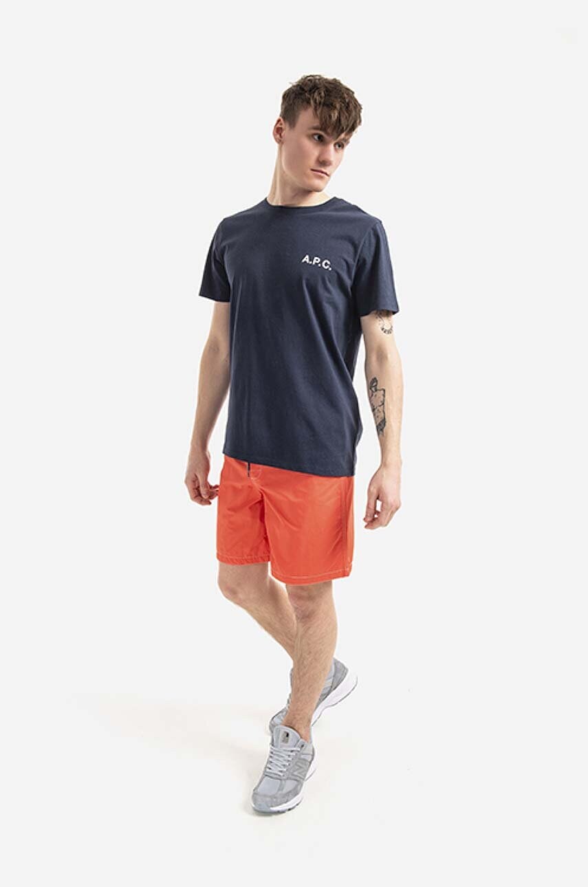 Бавовняна футболка A.P.C. Mike колір синій з принтом COETL.H26053-DARKNAVY