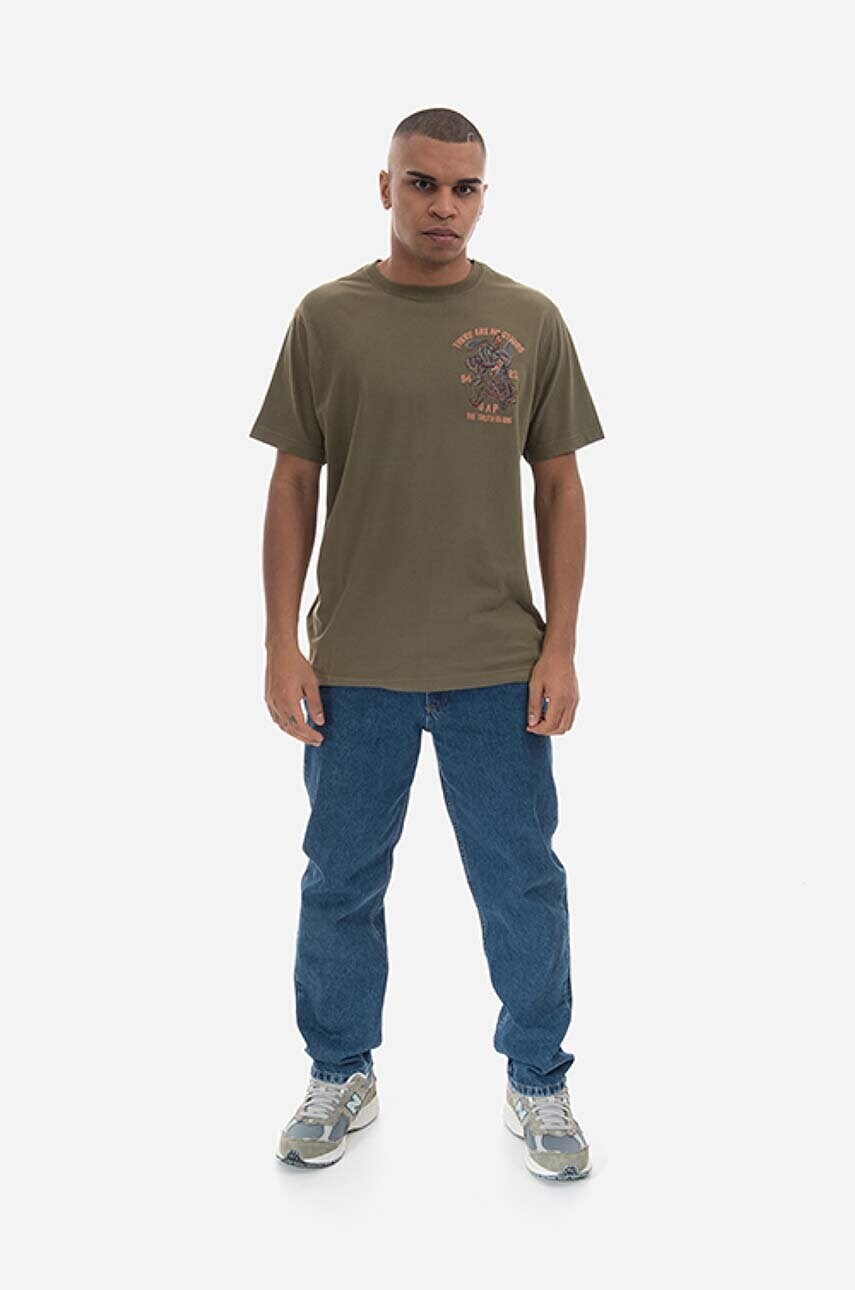 Бавовняна футболка Maharishi колір зелений візерунок 4093.OLIVE-OLIVE