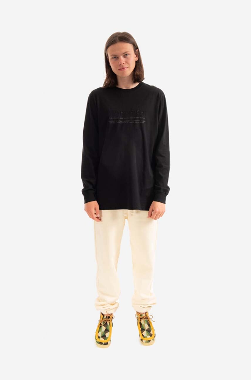 Бавовняний лонгслів Maharishi колір чорний з принтом 9754.BLACK-BLACK