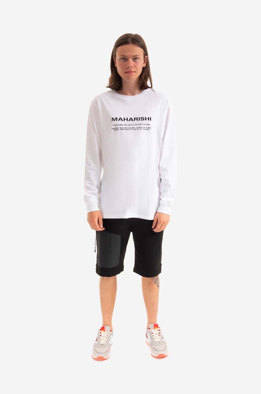 Бавовняний лонгслів Maharishi Miltype Embroidered L/S T-Shirt колір білий з принтом 9754.WHITE-WHITE