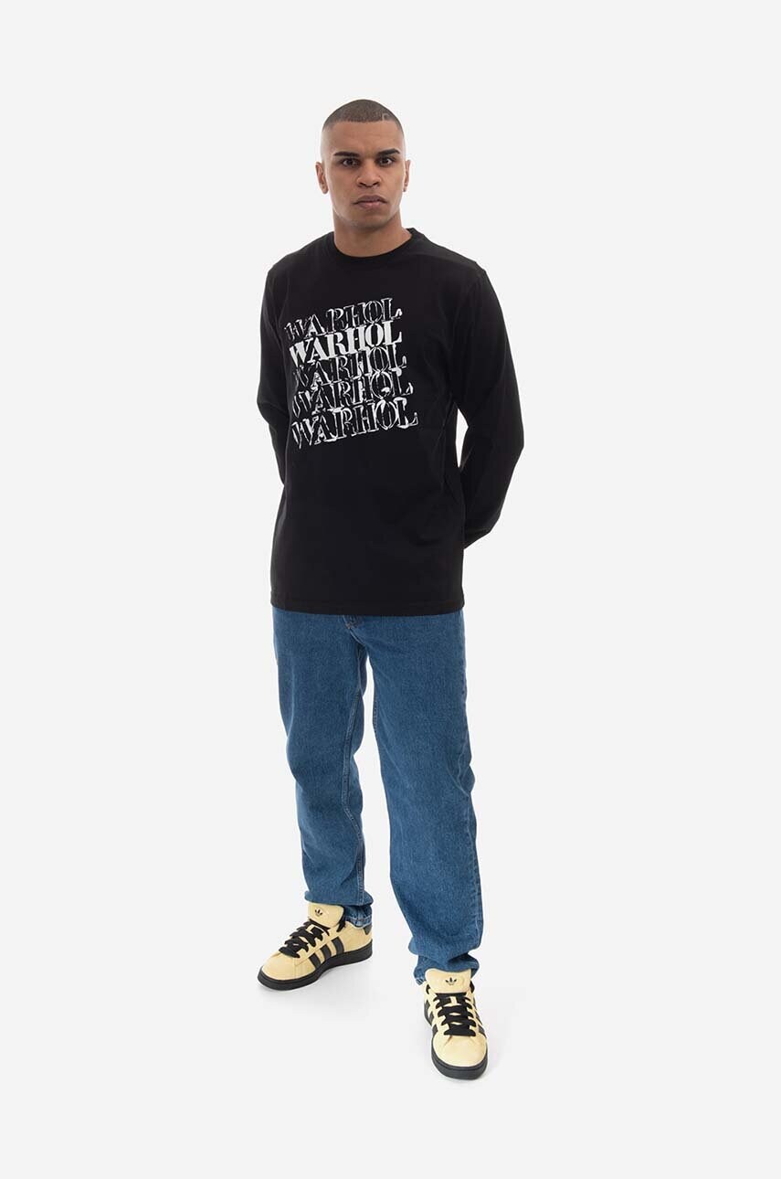 Бавовняний лонгслів Maharishi колір чорний з принтом 9923.BLACK-BLACK
