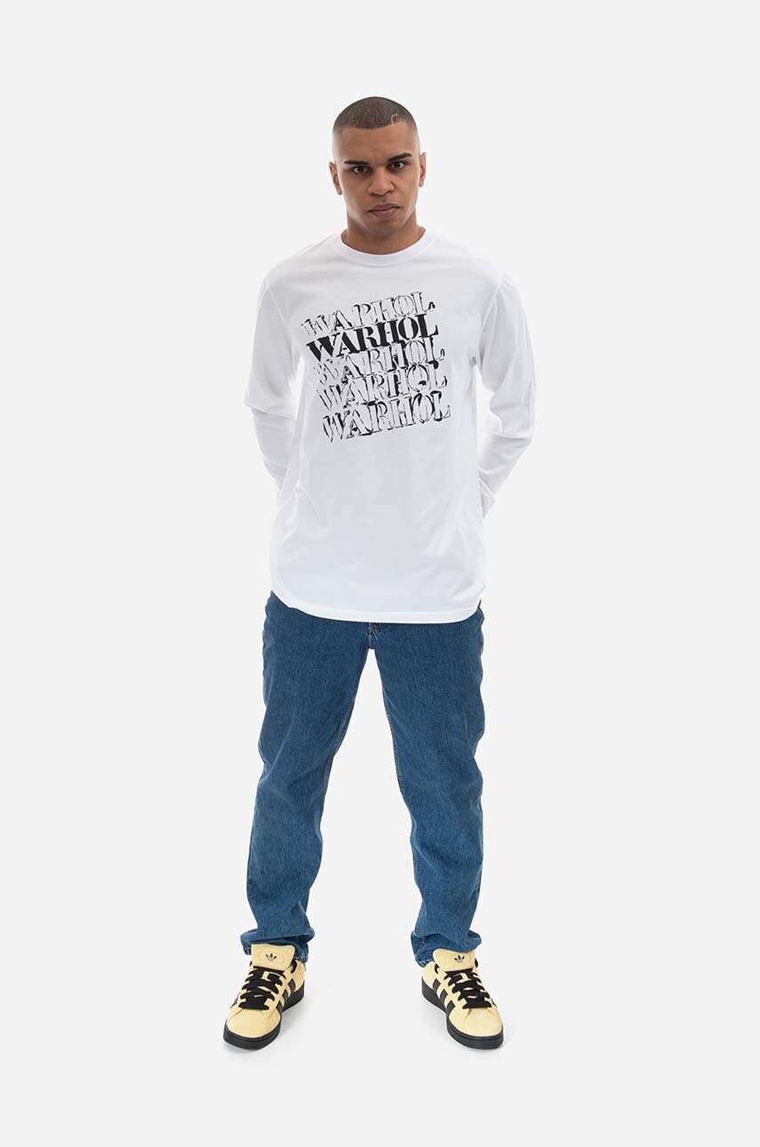 Бавовняний лонгслів Maharishi колір білий з принтом 9923.WHITE-WHITE