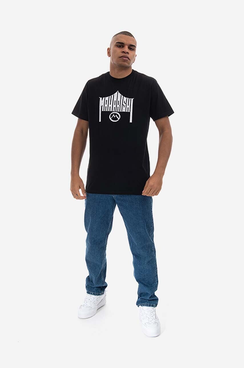 Бавовняна футболка Maharishi колір чорний з принтом 9928.BLACK-BLACK
