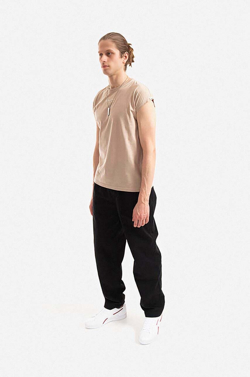 Бавовняна футболка Alpha Industries Organics EMB колір бежевий з принтом 118531.627-cream
