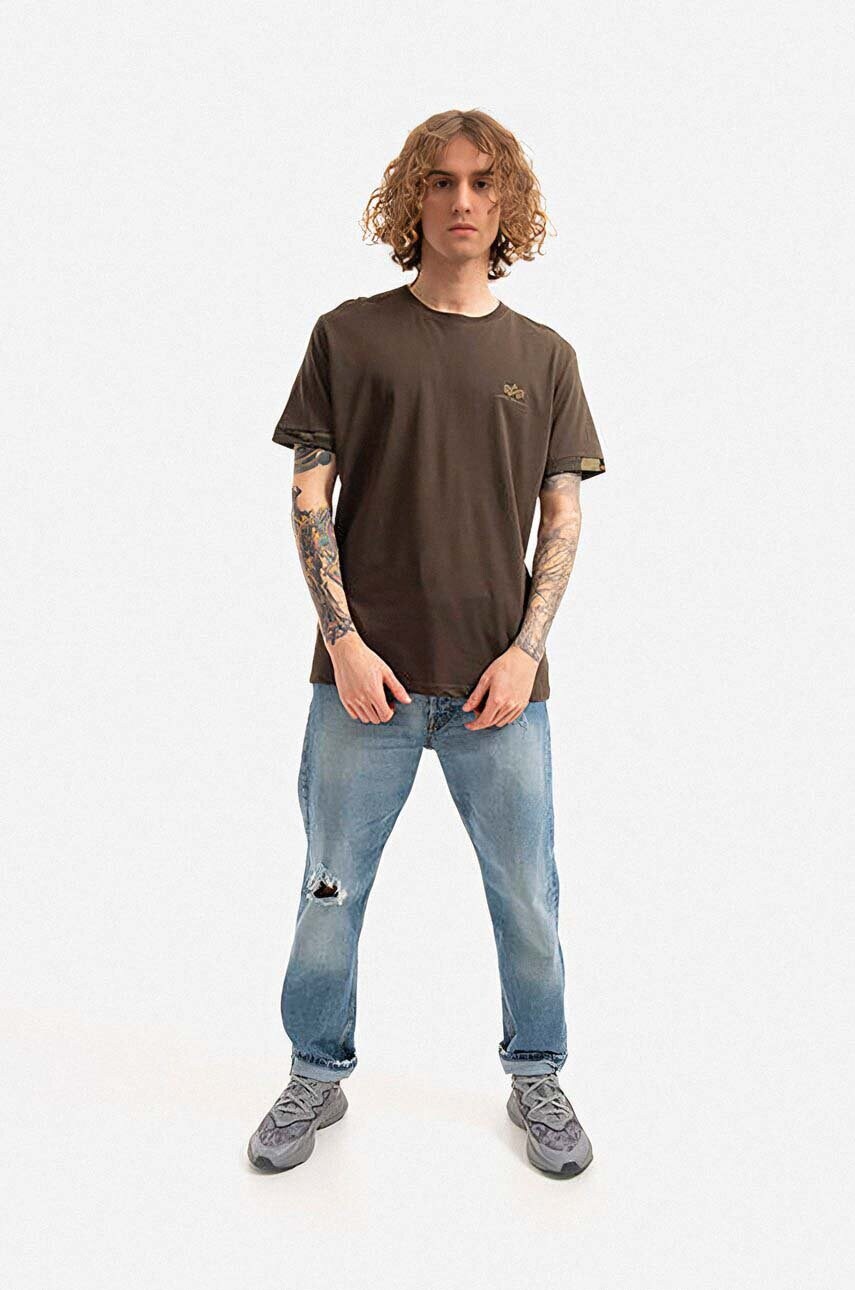 Бавовняна футболка Alpha Industries колір зелений однотонний 106509.415-green