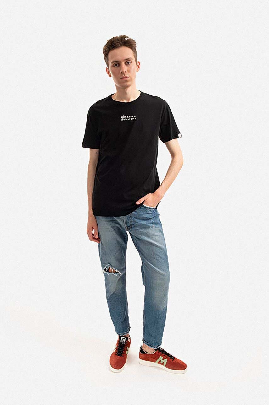 Бавовняна футболка Alpha Industries колір чорний з принтом 118529.649-black