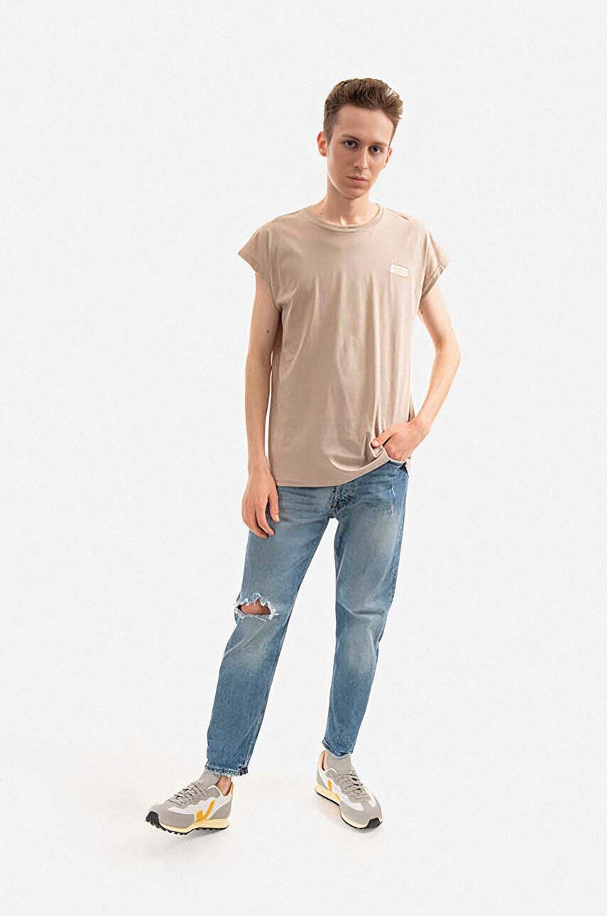 Бавовняна футболка Alpha Industries колір бежевий однотонний 118530.627-cream