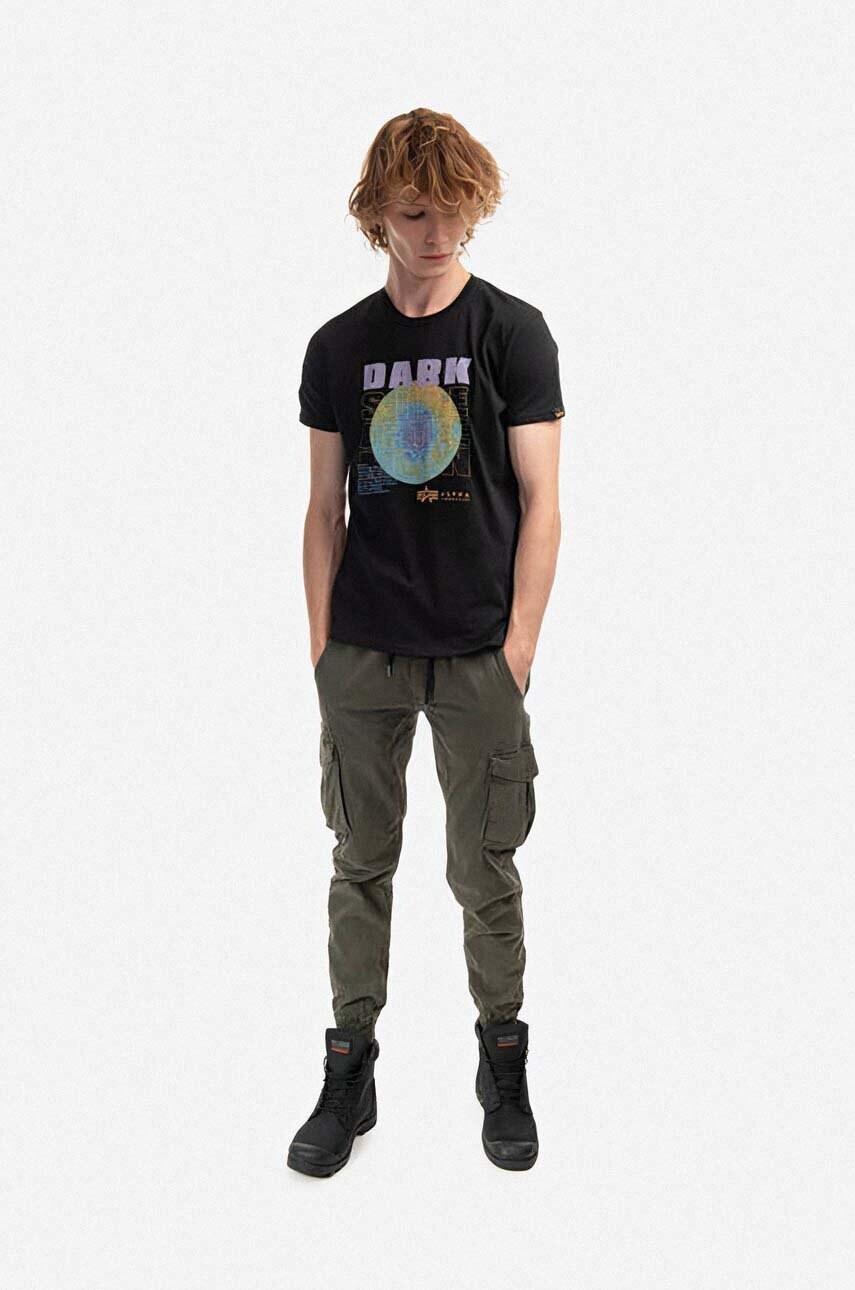 Бавовняна футболка Alpha Industries колір чорний з принтом 108510.556-black