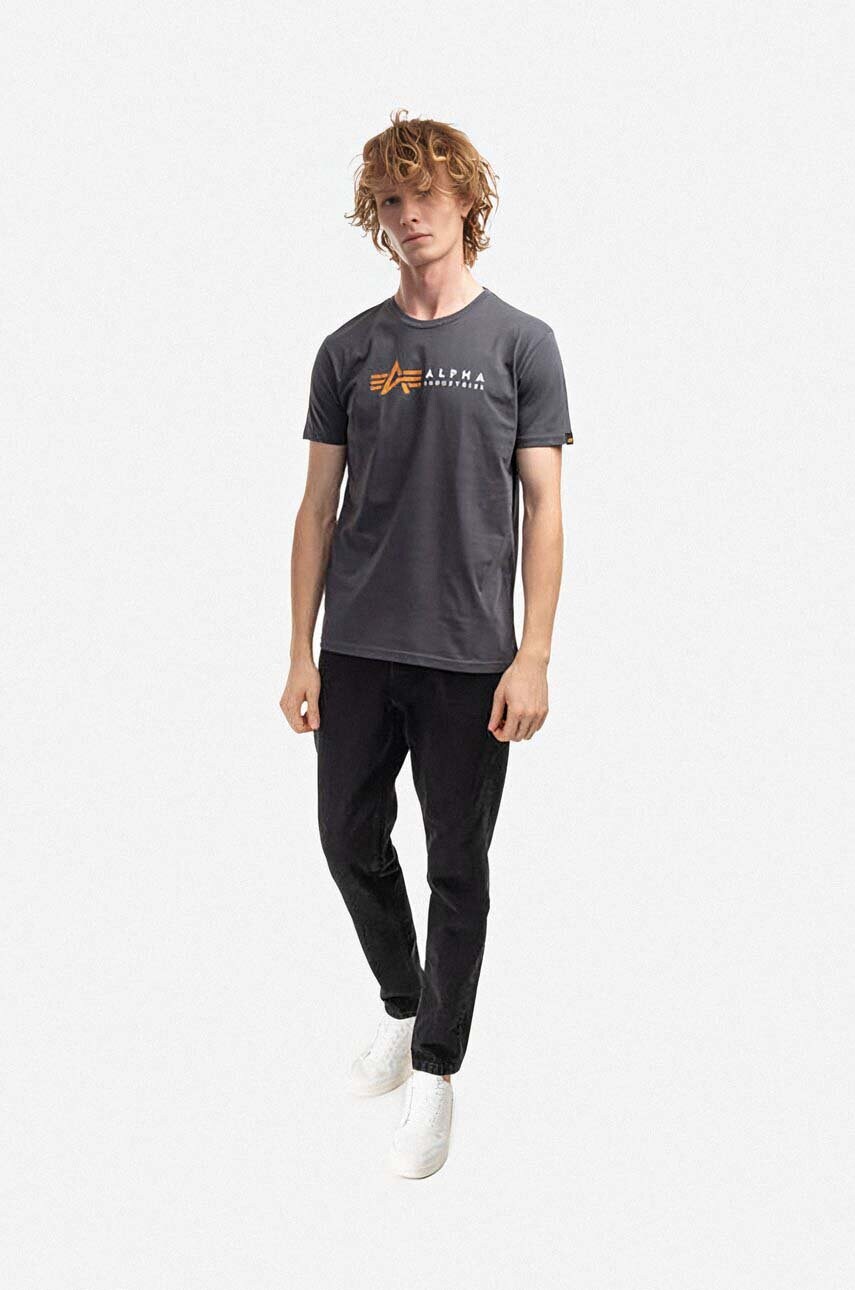 Бавовняна футболка Alpha Industries колір сірий з принтом 118502.136-grey
