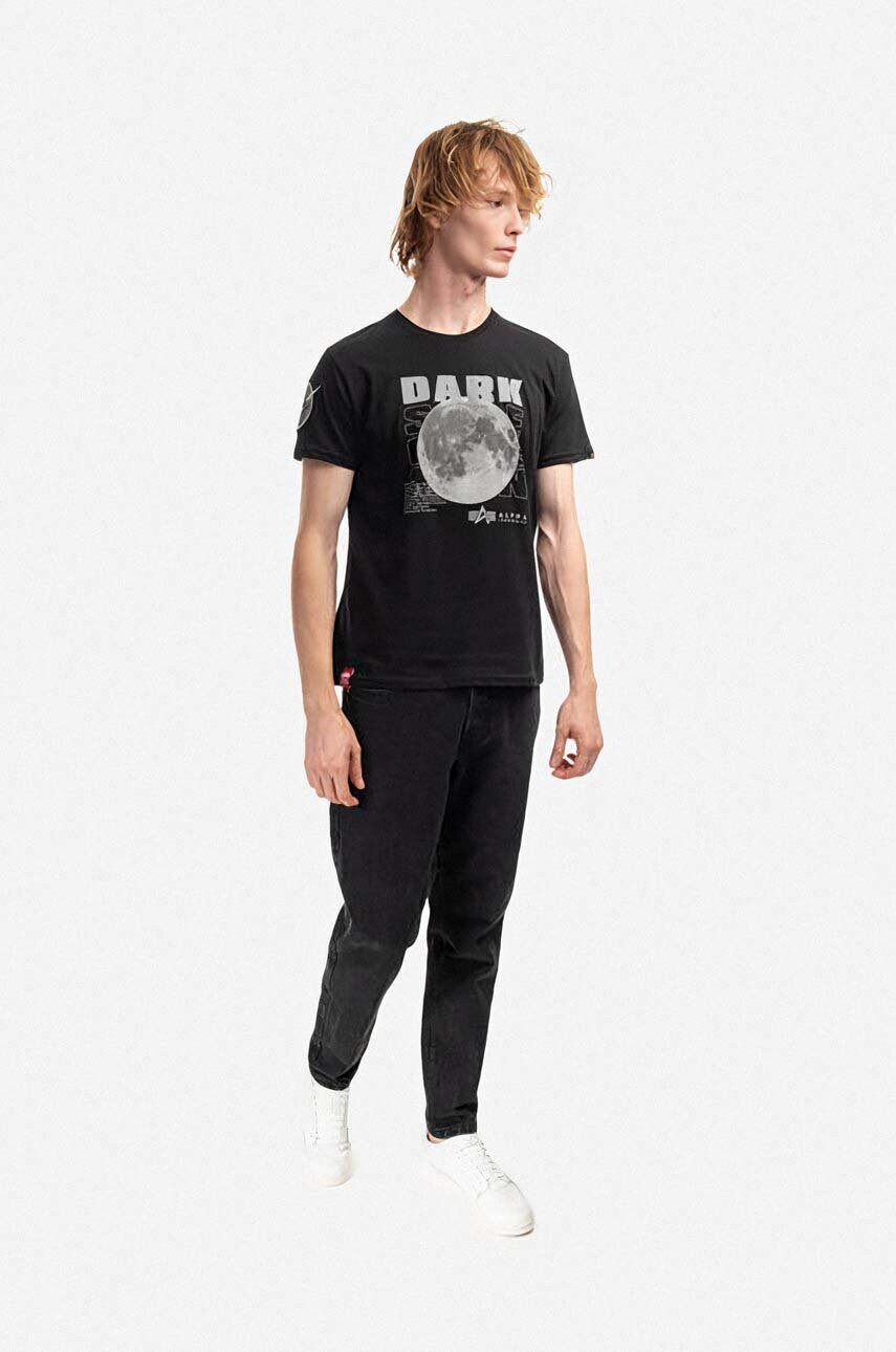 Бавовняна футболка Alpha Industries колір чорний з принтом 108510.285-black