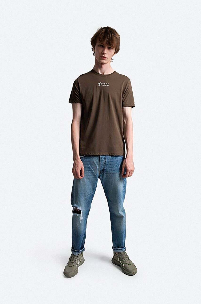 Бавовняна футболка Alpha Industries колір зелений однотонний 118529.629-green