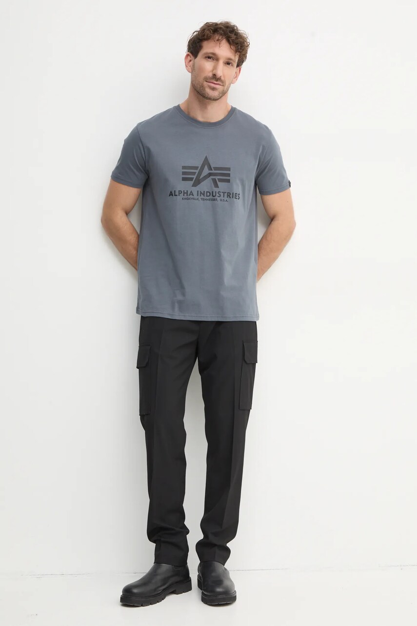 Бавовняна футболка Alpha Industries колір сірий візерунок 100501.412-grey