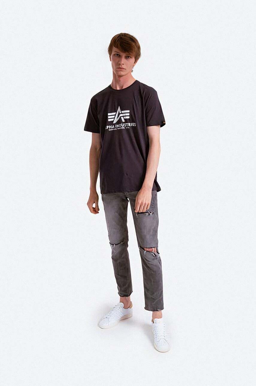 Бавовняна футболка Alpha Industries колір сірий з принтом 100501.466-grey