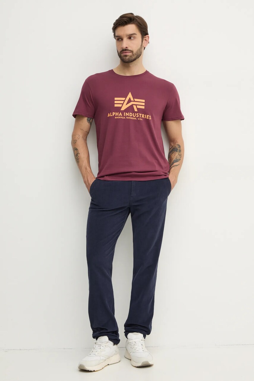Бавовняна футболка Alpha Industries колір червоний з принтом 100501.184-red