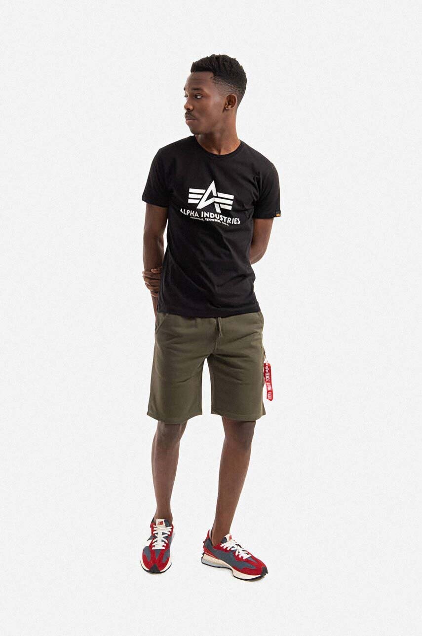 Бавовняна футболка Alpha Industries Basic колір чорний з принтом 100501.03-black